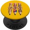 Glam Pencils Teacher Designs Bellissimo design Glam Teacher Pencil Leopard Rainbow Bow PopSockets PopGrip Adesivo