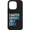 Limited Edition July 2008 Legendary Year Custodia per iPhone 15 Pro Luglio 2008 Anno 2008 Retro 2008 Vintage Edizione Limitata