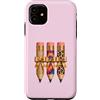 Glam Pencils Teacher Designs Custodia per iPhone 11 Bellissimo design Glam Teacher Pencil Leopard Rainbow Bow