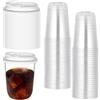 YEXEXINM 50 bicchieri riutilizzabili in plastica trasparente da 473,6 ml, resistenti tazze da asporto con coperchi senza cannuccia, fondo rotondo, per frullati, frappè, tè freddo, caffè, per feste