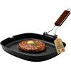 AKITAInk Bistecchiera in Alluminio Pressofuso Antiaderente Quadrata e Rettangolare, Ideale per Carne, Verdure e Grigliate, Compatibile con Induzione, 28x28 cm