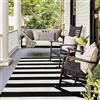 LEEVAN Tappeto da esterno bianco e nero 10,2 x 15,2 cm, in cotone, lavabile, tappeto reversibile a righe nere, per decorazione balcone, ingresso in tessuto, per portico e porta d'ingresso