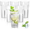 PRITOK Tumbler in plastica acrilica: 6 bicchieri da 370 ml, bicchieri da acqua trasparenti, riutilizzabili in plastica, impilabili, infrangibili per bevande calde e fredde