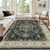 INOVADAY Tappeto 150x210 cm Lavabile in Lavatrice Vintage Antiscivolo Nero/Beige