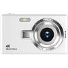 WAFOHSR Fotocamera Digitale 4K HD 1080P For Vlogging Con Messa A Fuoco Automatica Da 96 MP Videocamera Zoom 16X Schermo IPS 2,4 Pollici Messa A Fuoco Accurata(White)