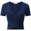 VETIOR Camicie da donna sexy con scollo a V profondo a maniche corte uniche slim fit cross wrap camicie crop top per uscire, Blu navy, XL