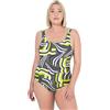 Ulla Popken Costume da Bagno Senza Coppe con Stampa Grafica Verde Oliva 46+ 837572430-46+