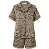 dolcecasabiancheria KUVEE Pigiama Donna Corto in Raso Animalier Set Notte Estivo Maculato con Giacca Aperta a Bottoni Camicia con Colletto e Pantaloncino Elegante e Sensuale 26205 (IT, Testo, M, Regular, Regular)