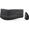 Perixx PERIDUO-605BDE Radio Keyboard and mouse set German, QWERTZ Black Ergonomic, Multimedia buttons, Gel wrist support mat
