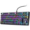 PREYON Brown Blitz Claw Gaming - Tastiera meccanica TKL (senza tastierino numerico) con switch Gateron Brown, tasti pudding, illuminazione RGB e case in alluminio, colore nero