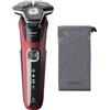 Philips SHAVER Series 5000 S5883/10, rasoio rotante, nero, rosso, pulsanti, LED, batteria / USB, 60 min