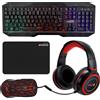 Amstrad, Pro Gamer Hunters 5-pack: tastiera, mouse, tappetino per mouse, cuffie e adattatore, nero