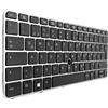 T-ProTek Tastiera - Colore: nero - con cornice argentata - con mouse stick - con illuminazione layout di tastiera tedesco compatibile con HP EliteBook 725 G3