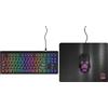 Qware Gaming Set - Tastiera RGB, mouse ergonomico e tappetino per mouse per la configurazione di gioco