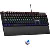 THE G-LAB Tastiera da gioco, meccanica, The G-Lab KEYZ CARBON E, interruttori blu, illuminazione arcobaleno, profilo basso, poggiapolsi, con cavo, nera