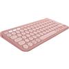 LOGITECH Tastiera, senza fili, Logitech Pebble Keys 2 K380s, tasti Easy-Switch, rosa, plastica riciclata