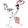 Fortuna Lai Gmbh Fortuna Lai Cyclette X-Bike 2 in 1 con display LCD, cardiofrequenzimetro, cyclette pieghevole con resistenza magnetica a 8 livelli, 1 paio di cavi di tensione, acciaio rosa 105x48x118 cm