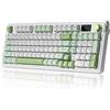 OEM Tastiera da gaming con 3 modalità (Bluetooth 5.1/2.4G wireless e connessione cablata Type-C), tastiera RGB con retroilluminazione e rotellina di scorrimento, tastiera da gaming verde