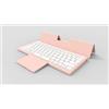 OEM Tastiera Bluetooth portatile per tablet, smartphone e computer con touchpad nascosto, realizzata in Finto cuoio (rosa).