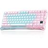 GravaStar Mercury K1 Lite 75% - Tastiera meccanica da gaming, 2,4 GHz/BT 5.0/Type-C, QWERTY, tasti sostituibili a caldo, tastiera da gaming wireless al 75% - Aurora Mist