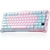 GravaStar Mercury K1 Lite 75% - Tastiera meccanica da gaming, 2,4 GHz/BT 5.0/Type-C, QWERTY, tasti sostituibili a caldo, tastiera da gaming wireless al 75% - Lumen Rose