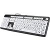 OEM Tastiera ergonomica con tasti grandi per anziani - Tastiera con caratteri grandi e funzione di visualizzazione migliorata - 104 tasti - Formato grande, design nero, adatta agli anziani.