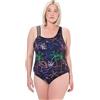 Ulla Popken Costume da Bagno con Stampa Ispirata alla Spiaggia, Coppe morbide e Materiale Riciclato Nero 46 837795100-46