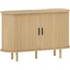 HOMCOM Credenza con Porte Tambour Scorrevoli 4 Compartimenti e Gambe in Legno 120x40x78 cm Rovere | Aosom Italy