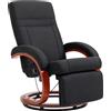 HOMCOM Poltrona Relax con Funzione Reclinabile, Poltrona TV con Schienale Alto, Bracciolo Ergonomico, Poggiapiedi e Base in Legno, Effetto Lino, Nero | Aosom Italy