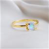 FemousGems Anello Da Donna In Oro 14K Con Luna Pietra Blu Taglio Radiant Arcobaleno, Mis 7