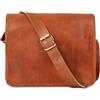 Fatto a mano 22 " Borsa pelle di Capra Ventiquattrore Messenger Grande Slim Laptop Uomo