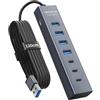 ABFCRTTW 7 Porte Hub USB 3.0 con 120cm Cavo per Desktop, Alluminio Hub USB Multipresa USB Sdoppiatore con USB 3.0 5Gbps, 4 USB-A & 3 USB-C Ports, Per PC, Laptop, MacBook, U-Disk, Mouse, Tastiera, ecc.