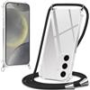 Xylota Cover con Cordino per Samsung Galaxy S24, Trasparente Custodia con Laccio Tracolla Regolabile Corda Collana Catena, Ultra Sottile Silicone TPU + PC Antiurto AntiGraffio Protettiva Case, Nero