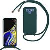 Beajew Custodia per Samsung Galaxy Note 9 Cover con Regolabile Rimovibile Corda da Catena Collana Necklace Antiurto Cordino Collari per Samsung Galaxy Note 9, Verde Scuro