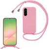 SLWYF Custodia per Samsung Galaxy A57 Cover con Cordino, Silicone Antiurto TPU Morbido Corda Collana Necklace Regolabile Stylish con Catena Ultra Sottile Cover Case, Rosa