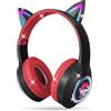 AXFEE Cuffie Bluetooth per Bambini, LED Cuffie Cablate/Wireless con Orecchio di Gatto, Pieghevole Audio Stereo HD Over-Ear Cuffie per Studiare/Viaggiare, 105dB Volume Limited, Bluetooth 5.3 Version