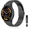 PinnWaa Cinturino in Acciaio Inossidabile 22mm Compatibile con Garmin Venu 4 45mm/Venu 3 45mm/Venu 2/Forerunner 570 47mm/265/255/255 Music/vivoactive 4/Active, Bracciale in Metallo - Nero