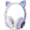 AXFEE Cuffie Bluetooth per Bambini, LED Cuffie Cablate/Wireless con Orecchio di Gatto, Pieghevole Audio Stereo HD Over-Ear Cuffie per Studiare/Viaggiare, 105dB Volume Limited, Bluetooth 5.0 Version