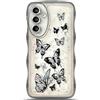miyonsin Custodia per Galaxy A26, Graziosa Custodia a Forma di Onde Ricce TPU Antishock Cover, Glitter Farfalle Trasparente Custodia Protettiva per Ragazze e Donne, Nero