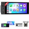 Motorsi CarPlay 1 Din Autoradio con Type-C, 6 Pollici Bluetooth 5.2 Wireless Android Auto Car Stereo, Supporto Mirror Link, FM Radio, AUX, USB, TF, SWC, EQ + Telecamera di Retromarcia