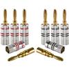 Poppstar Connettori a banana, per cavo fino a 4 mmq avvitamento o 6 mmq saldatura, contatti in oro 24k, set di 8