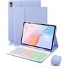 MicroTunk Per iPad A16 11 Generation(2025)/iPad 10 Generation(2022)10.9-11 Pollici Cover Custodia Protettivar Con Wireless Bluetooth Italiano(QWERTY) Tastiera Retroilluminati e Mouse Backlit Keyboard Case Viola