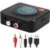 Synclum Ricevitore Bluetooth 5.1 per streaming musicale, adattatore audio wireless con 3,5 mm RCA per altoparlante e impianto stereo, modalità bass, per smartphone e tablet, riproduzione musicale senza fili