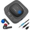 Avantree Aura Focus - Cuffie in-ear TV Auracast con trasmettitore, modalità dual per audio TV e chiamate telefoniche, base di ricarica semplice, amplificazione del volume per anziani e persone con