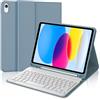 IVEOPPE Tastiera iPad A16 11 Generazione 11 2025/10 Generazione 2022 10.9, Cover Tastiera Italiano QWERTY Bluetooth Staccabile per iPad 10 10.9 2022/11 11 2025 con Portapenna, Blu Nebbioso