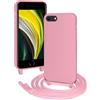 FERLAN Custodia per iPhone 6/6s/7/8/SE Cover con Cordino,Rosa Silicone Antiurto TPU Morbido Case Corda Collana Necklace Regolabile Stylish con Catena Ultra Sottile Cover per iPhone SE 2020/SE 2022,Rosa