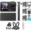 DJI Osmo Action 4 Combo Adventure Bundle - Action cam impermeabile 4K/120fps, sensore da 1/1.3 pollici, 10 bit e D-Log M, FOV di 155º ultra ampio, fino a 7,5 ore con 3 batterie extra per i vlog