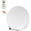 HDSAT - Parabola satellitare in fibra composita bianca, 60 cm, flange in acciaio inox + LNB Single HD 4K