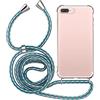 MyGadget Cover per iPhone 7 Plus | 8 Plus - Custodia con Corda - Case con Cordino Trasparente Antiurto con Laccio | Tracolla - Practical - Blu Camouflage