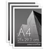Americanflat Cornice A4 Bianche - Set di 3 Cornici A4 per Foto con Bordo Sottile e Vetro Resistente agli Urti - Portafoto da Tavolo con Ganci e Cavalletto Integrati per Pareti e Ripiani